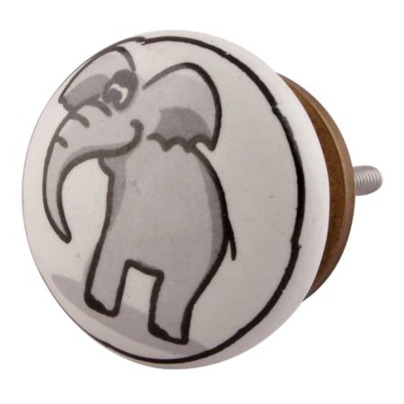 Grey Elephant Ceramic Flat Dresser Knob Online